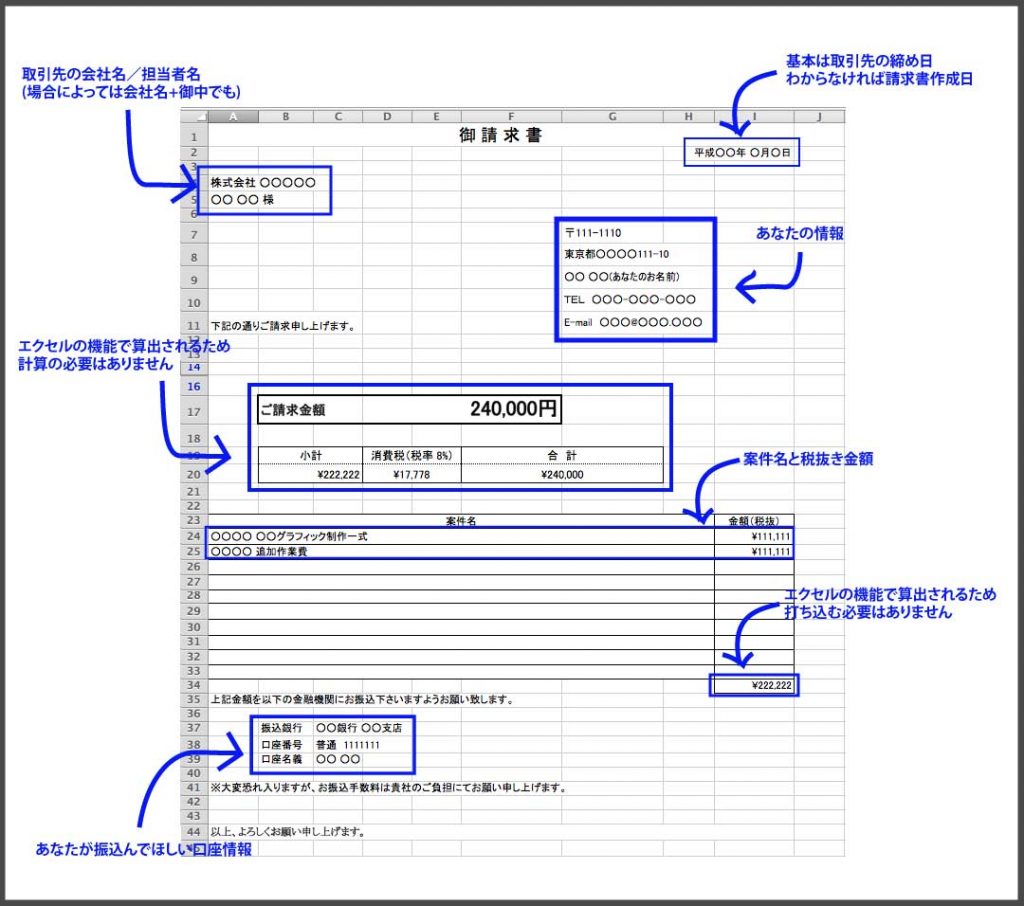 フリーランス必須の請求書の書き方とテンプレート配布 送付用封筒の印字テンプレートと三つ折りのやり方も Inovativeworks Com