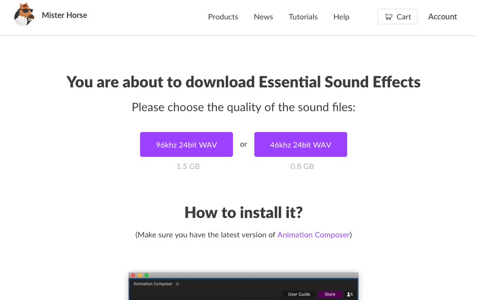essential sound effects ダウンロードページ